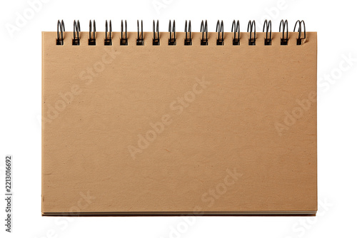 Open spiral bound notebook with brown kraft paper pages blank notebook wire bound office supplies note pad