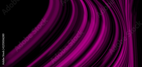 abstract flowing purple silk fabric on black background