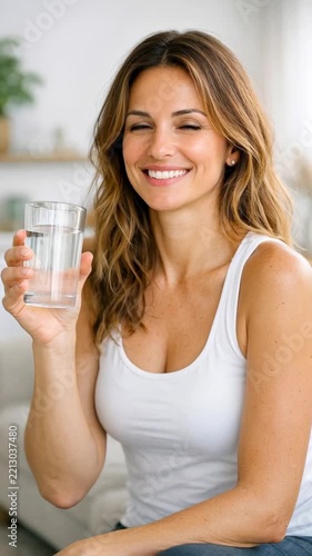 Happy Woman Drinking Water