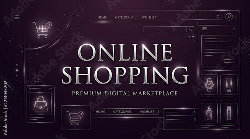 Cyber Monday online shopping interface with glowing digital