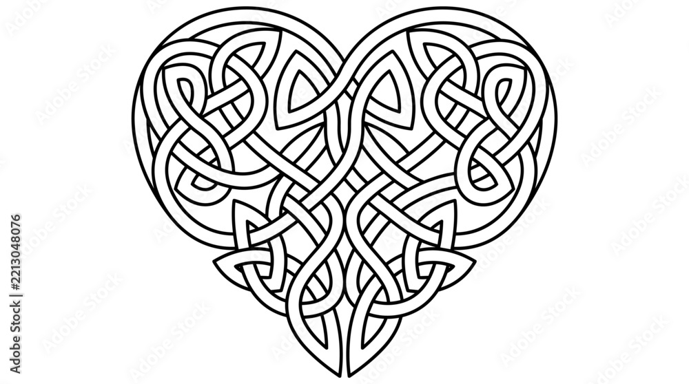 Fototapeta premium Pattern intricate celtic outline illustration, a printable black and white coloring page with clean lines for all ages