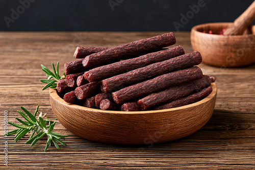 Droewors in dish on the table