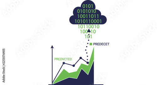 Predictive Analytics and Big Data Cloud Computing Concept with Business Growth Chart and Binary Code