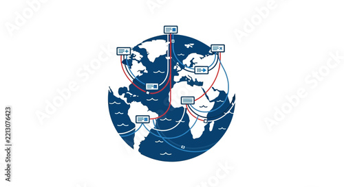 Global Digital Connectivity Map Illustrating Worldwide Data Transfer and Internet Networking Concept on White Background