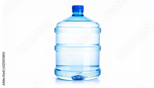 Large plastic water gallon bottle isolated on white background