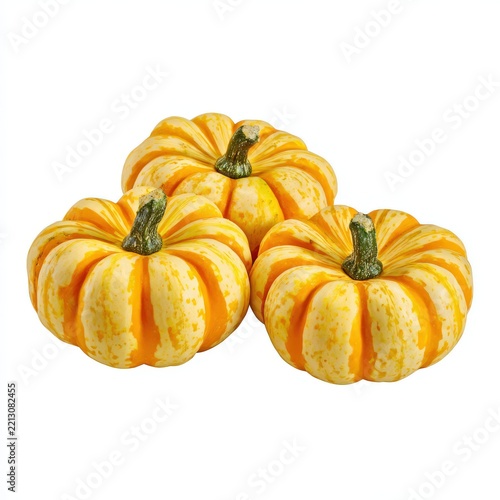 Bright and cheerful orange pumpkins in a simple style against a clean white background