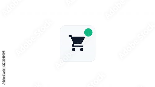 Shopping cart animation with numerical counter notification badges