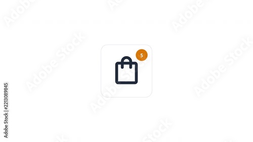 E-commerce shopping bag icons with notification badges in a grid