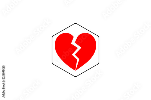 Fotografie Red Broken Heart Icon Symbolizing Heartbreak And Relationship Loss