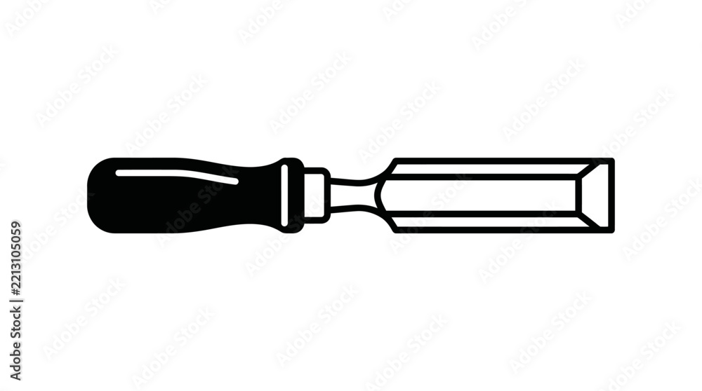 Obraz premium Black wood chisel icon isolated on white background
