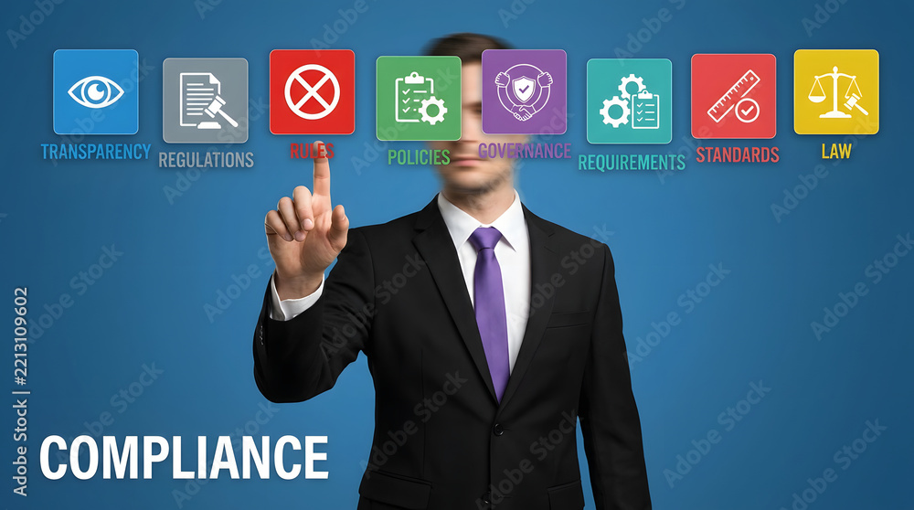 Obraz premium Professional selecting compliance related concepts on digital