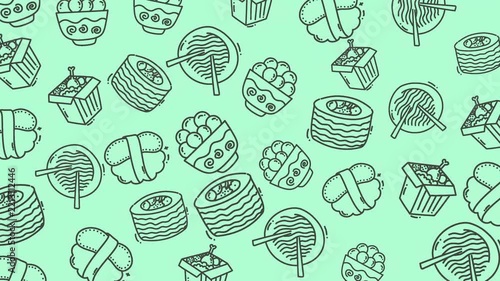 seamless pattern food doodles video animation 