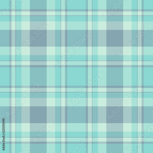 Soft teal plaid pattern, a classic check design. Ideal for textile prints, backgrounds, or design elements. Offers a calm, comforting aesthetic.