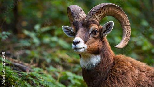 close up of a young mouflon