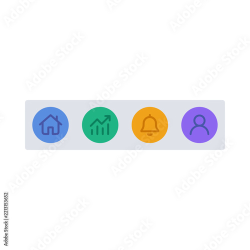 Modern Colorful Navigation Bar with Home Statistics Notification and User Profile Icons
