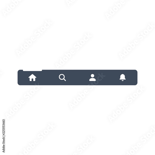 Modern Dark Minimalist Bottom Navigation Bar for Mobile Application Interface