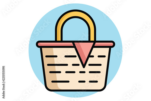 Picnic basket icon. colored icon style. icon related to recreation. food elements vector illustration