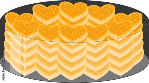 Stack of heart shaped cookies.