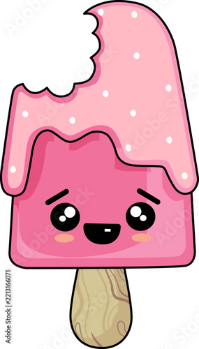 Pink Ice Cream Cartoon Character.
