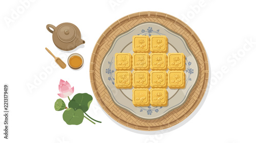 traditional thai style art Vietnamese_mung_bean_cakes_vector