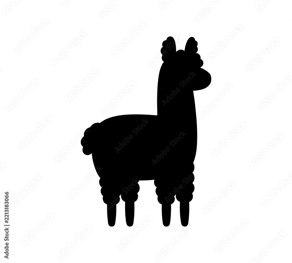 Fototapeta premium Llama silhouette icon in black design for animal themed graphics and cute farm pet prints.