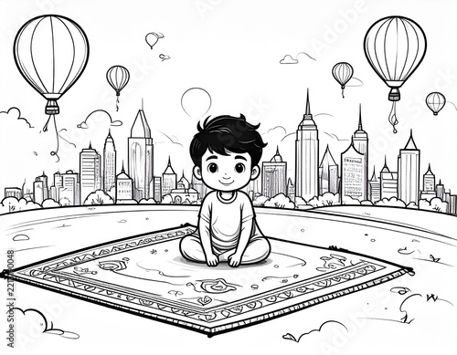 Black and white coloring book page