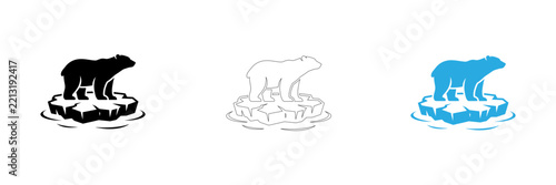 Polar bear swimming and floating on icebergs illustration