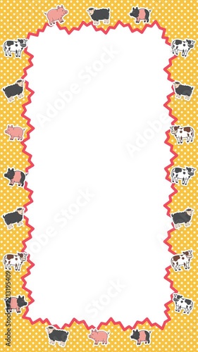 Animated Farm Animal Wavy Vertical Border Frame Loop