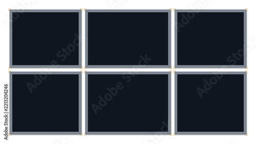 Six Photo Frame Collage Template with Simple Rectangular Grid Layout for Album Scrapbook Portfolio and Memory Wall