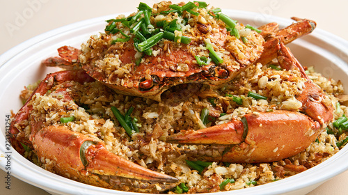 typhoon shelter crab fried garlic dish from mountain burying