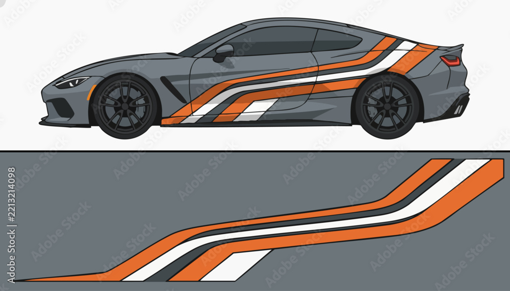 Fototapeta premium sleek sports car racing stripes