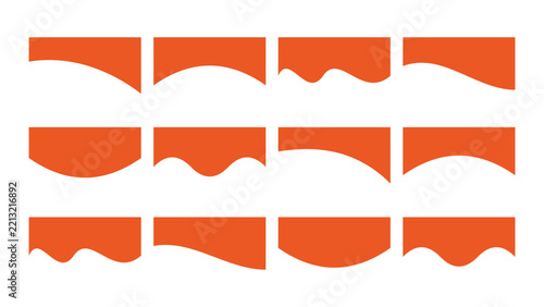 Modern Orange Wave Divider Set with Organic Curved Header and Footer Shapes for Web Design and Graphic Templates