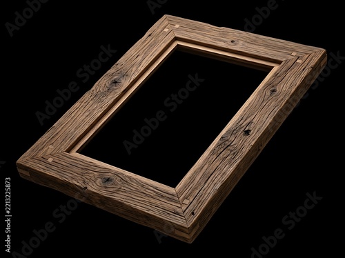 Rustic Wooden Picture Frame, Wooden Picture Frame Angled, Picture Frame Angled Mockup