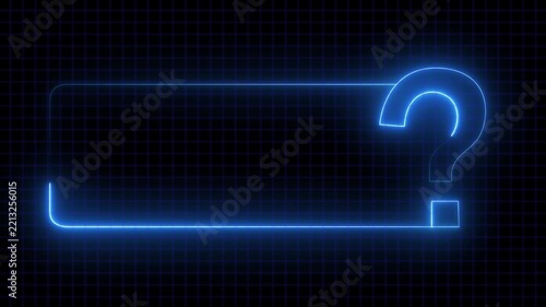 Question mark neon sign light on black background. Quiz trivia game competition. neon question mark frame for quizzes.
