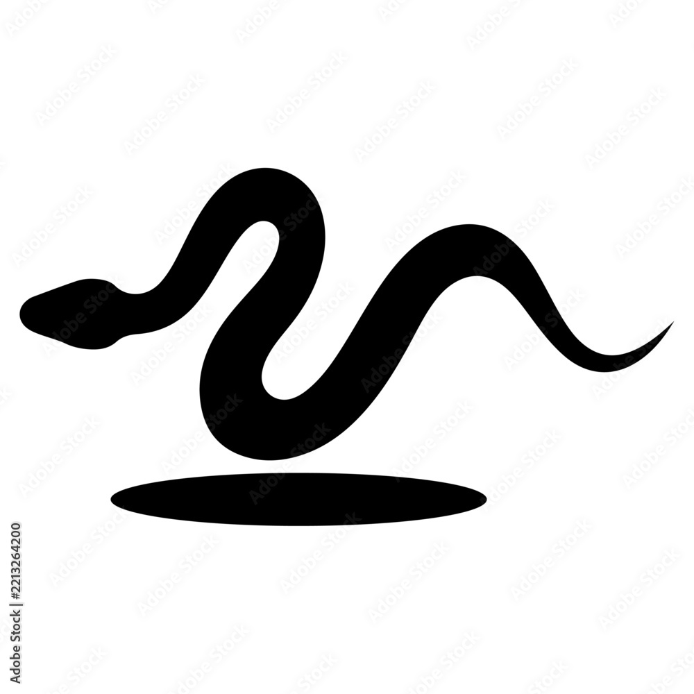 Fototapeta premium Minimalist Black Snake Silhouette Icon Isolated on White Background for Graphic Design Projects