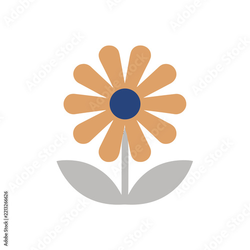 Stylized flower illustration with orange petals and blue center