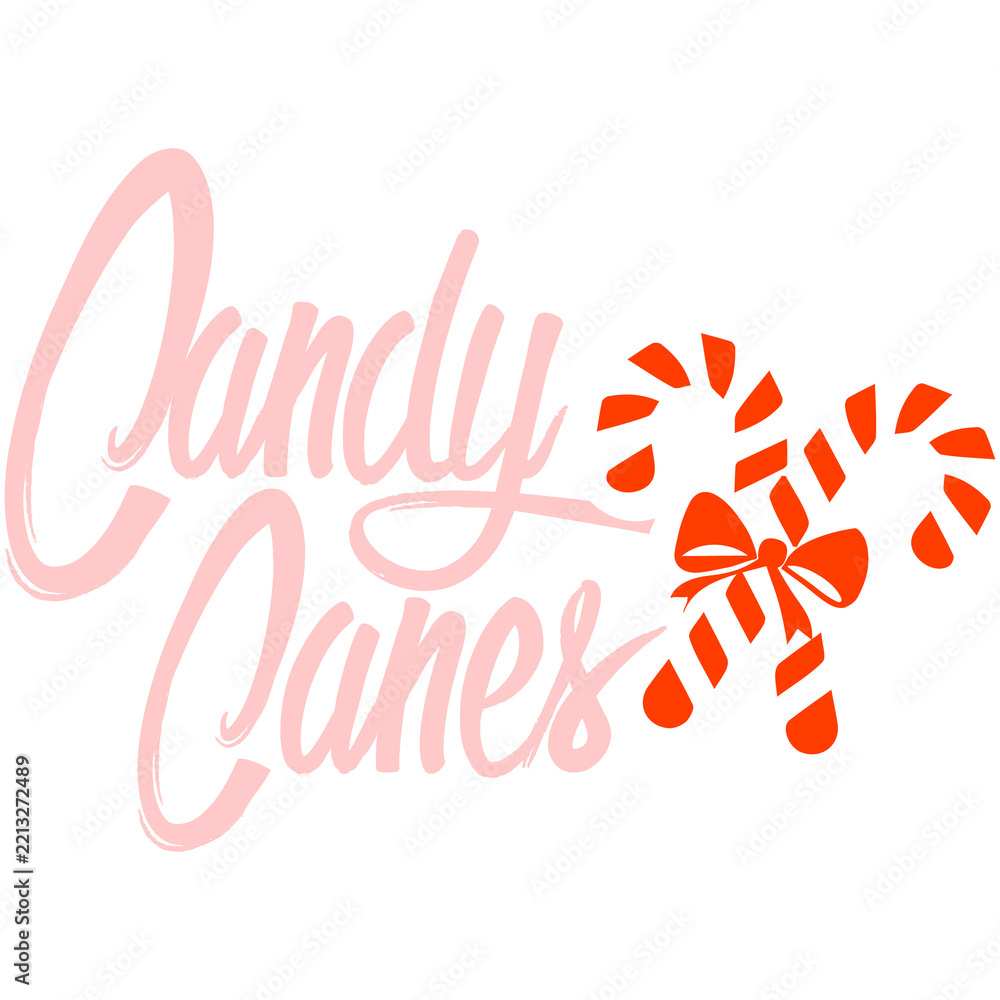 Fototapeta premium Candy canes typography quote with sweet holiday lettering and sweets icon