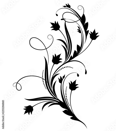 Floral ornament with flowers vintage decorative border. Decorative element for decor and text greeting or invitation card design.