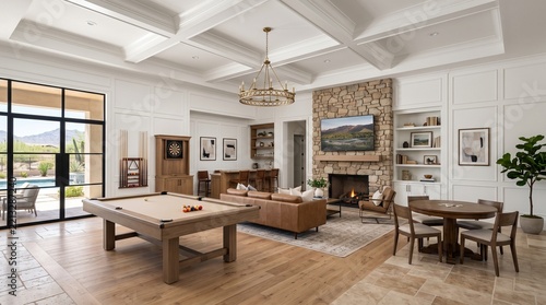 Open Concept Game Room Interior with Modern Entertainment and Relaxation Space 3