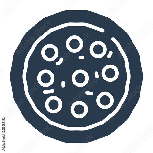 Pizza glyph icon with pepperoni toppings for food delivery app menu