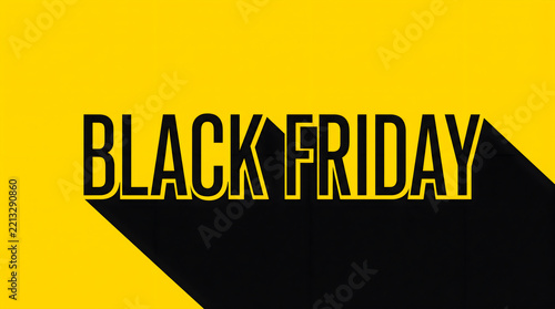 Bold Black Friday Sale Typography With A Long Dramatic Shadow On Yellow Background