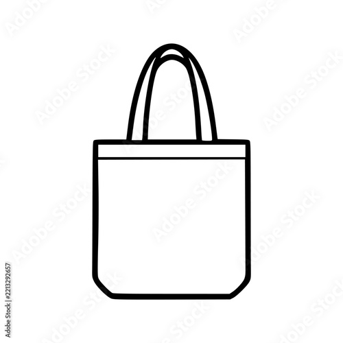 Simple Line Art Illustration of a Canvas Tote Bag.