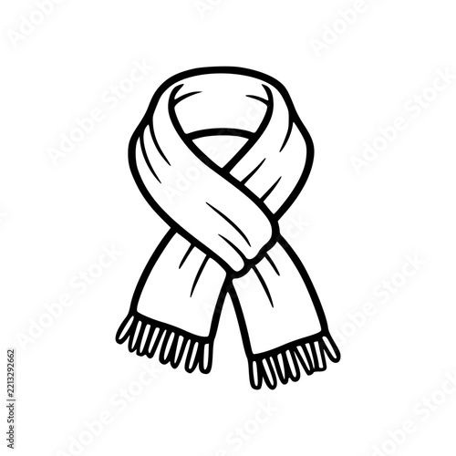 Simple black and white line drawing of a scarf.