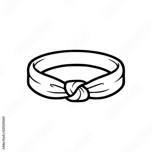 Simple Line Drawing of a Knotted Headband Accessory.