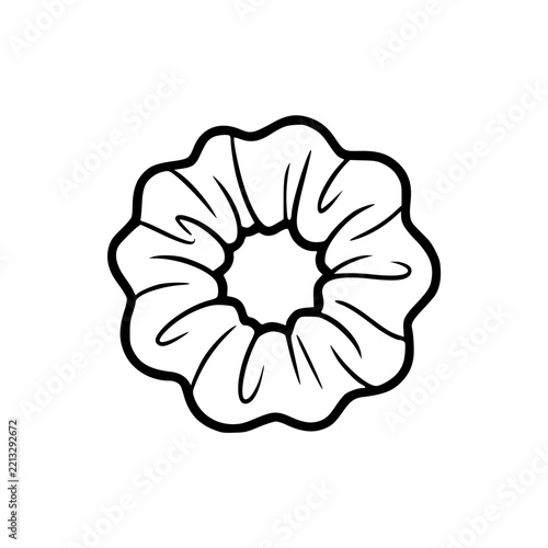 Simple Outline Drawing of a Scrunchie Hair Accessory.