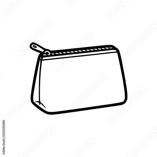 Simple Line Drawing of a Cosmetic Bag with Zipper.