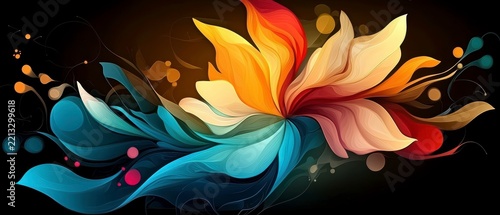 Dynamic Abstract Floral Fluid Art Illustration