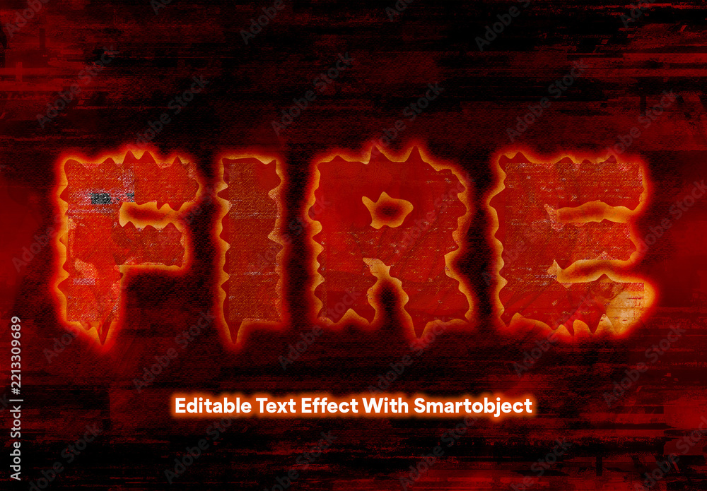 Editable Fire Text Effect With Red Grunge Texture Stock Template ...