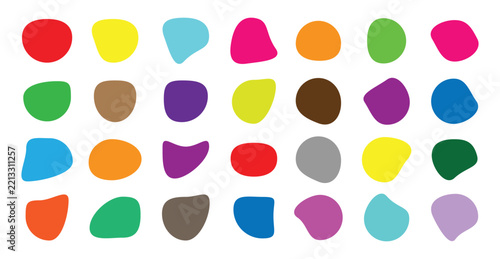 Set of coloring blob icon set, Organic amoeba blob shape, abstract vector illustration isolated on white background. Irregular round blot form graphic element. Doodle drops with outline circle. Eps 10