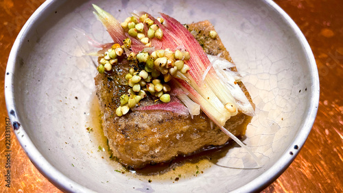 Colorful and beautifully plated creative Japanese cuisine